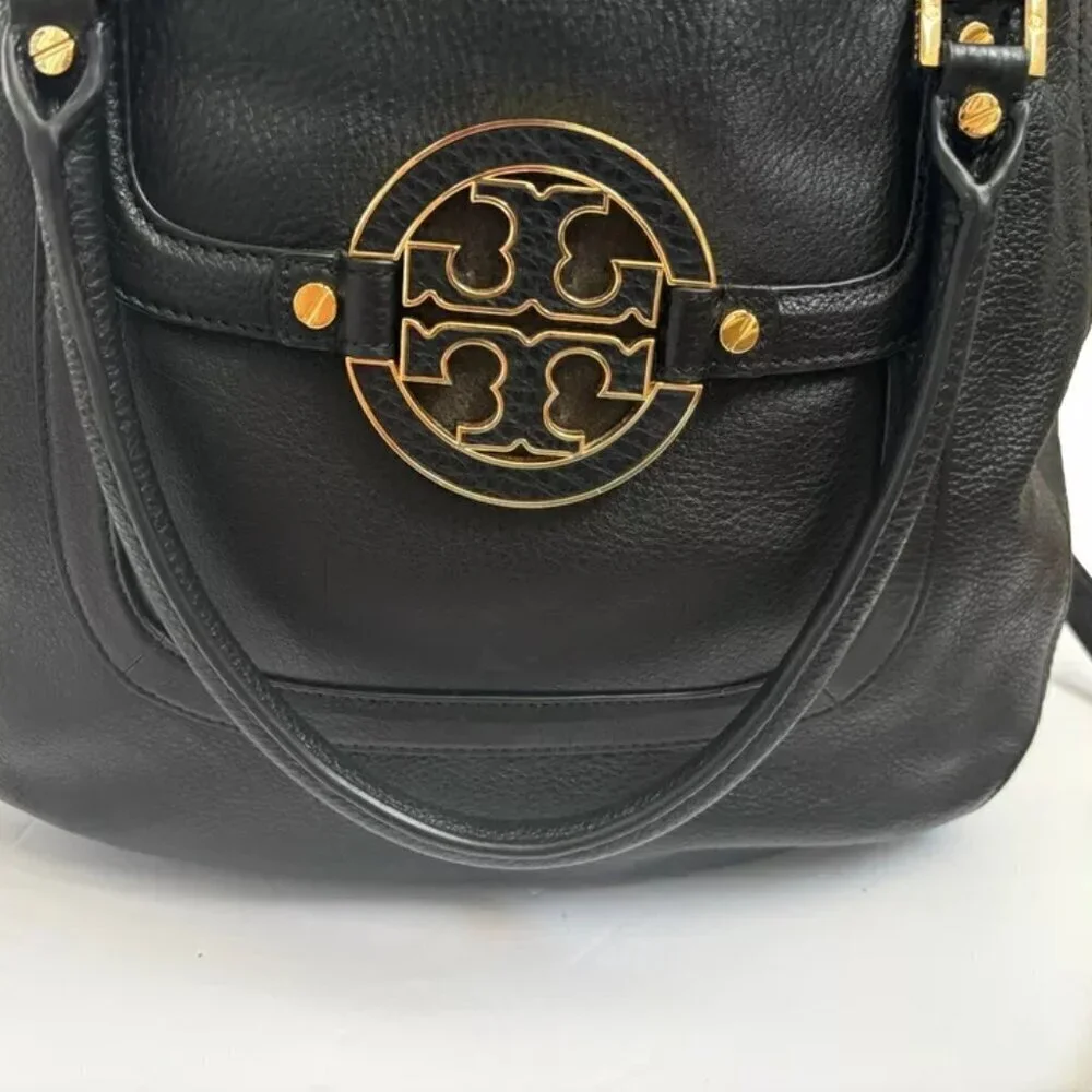 Tory Burch Handbag Satchel Crossbody Black Leather Purse Shoulderbag Tote